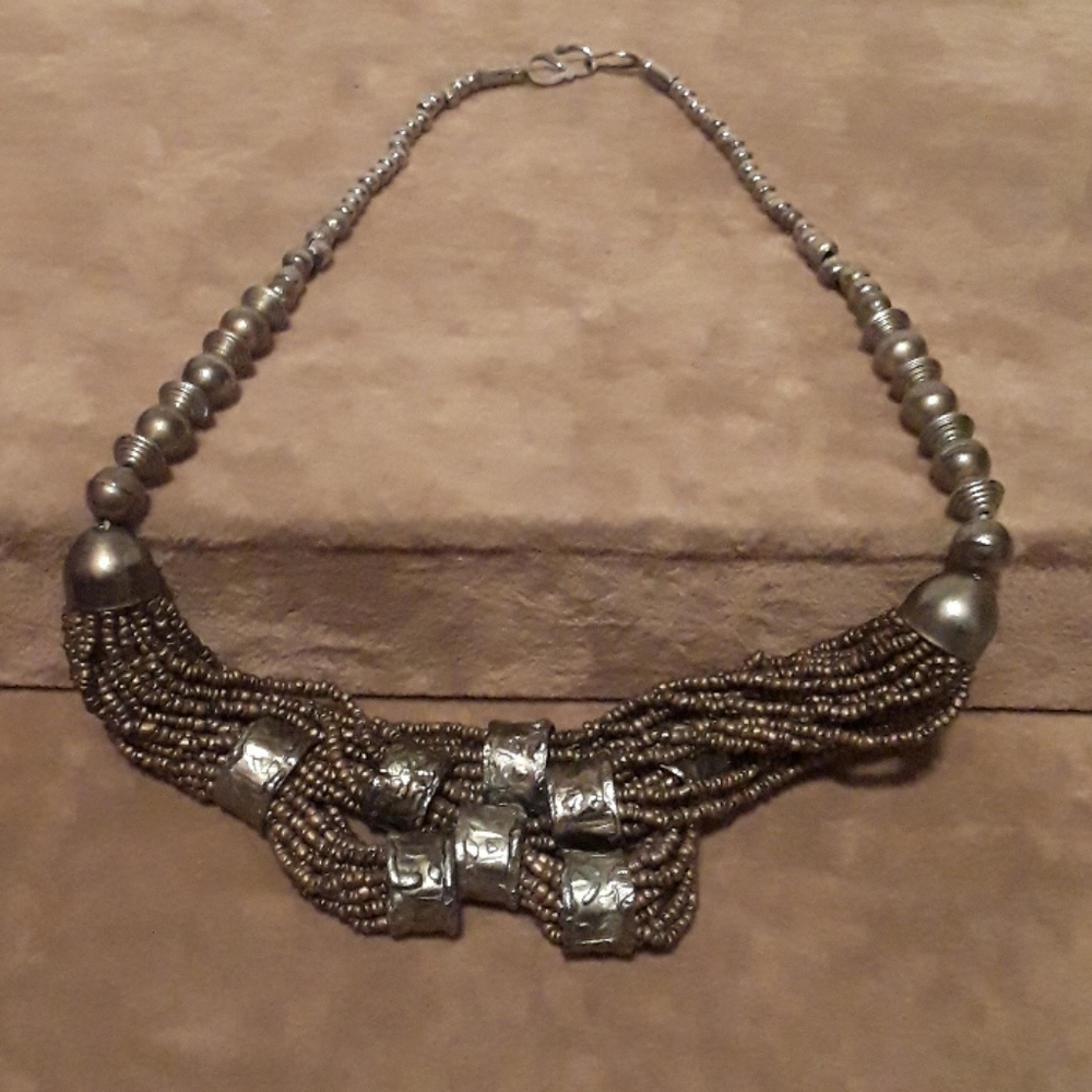 Stainless steel and seed bead necklace